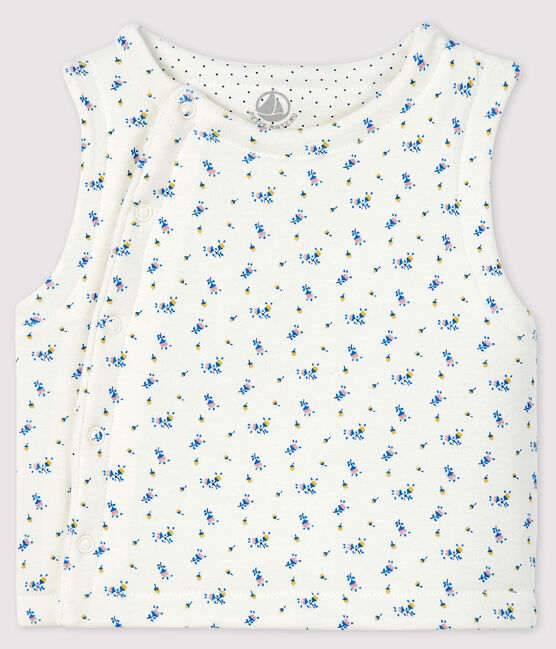 Babies' Quilted Organic Cotton Gilet MARSHMALLOW+BLEU white