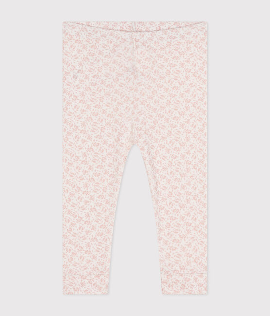 Babies' Printed Cotton Leggings MARSHMALLOW /PANTY