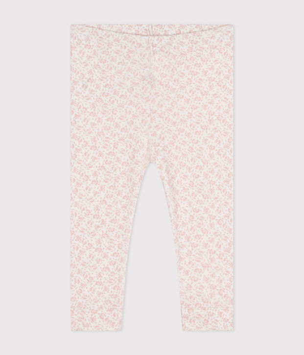 Babies' Printed Cotton Leggings white/pink