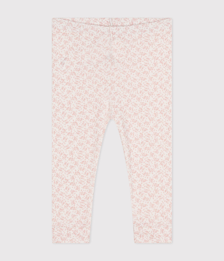 Babies' Printed Cotton Leggings white/pink