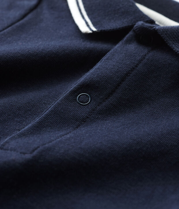 Babies' Short-Sleeved Cotton Bodysuit with Polo Shirt Collar SMOKING