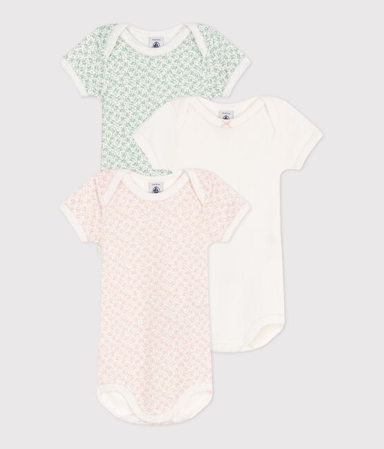Babies' short-sleeved floral cotton bodies - 3-pack variante 1