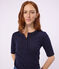 Women's short-sleeved plain cotton T-shirt SMOKING blue