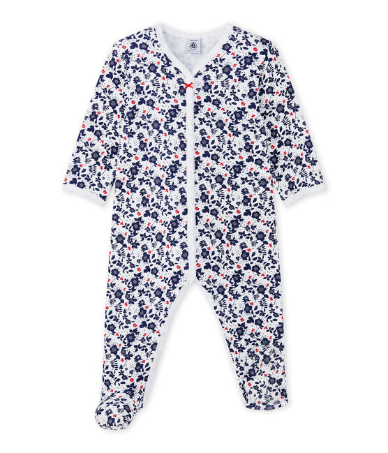 Baby girl's print sleepsuit ECUME white/MULTICO white