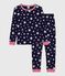 Children's star-print cotton pyjamas with snug-fitting legs SOIR blue/MARSHMALLOW