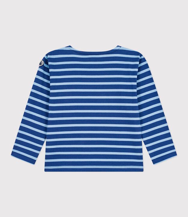 Children's stripy cotton Breton top blue/blue