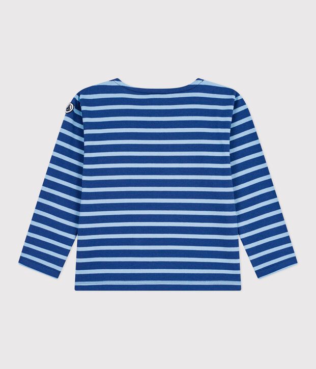 Children's stripy cotton Breton top blue/blue