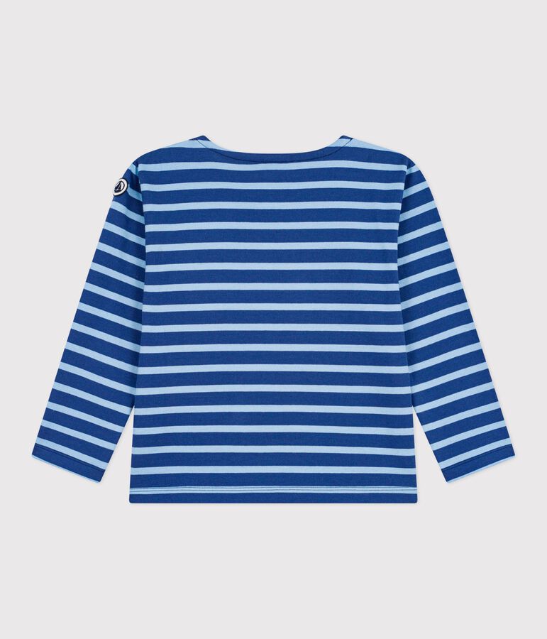 Children's stripy cotton Breton top blue/blue