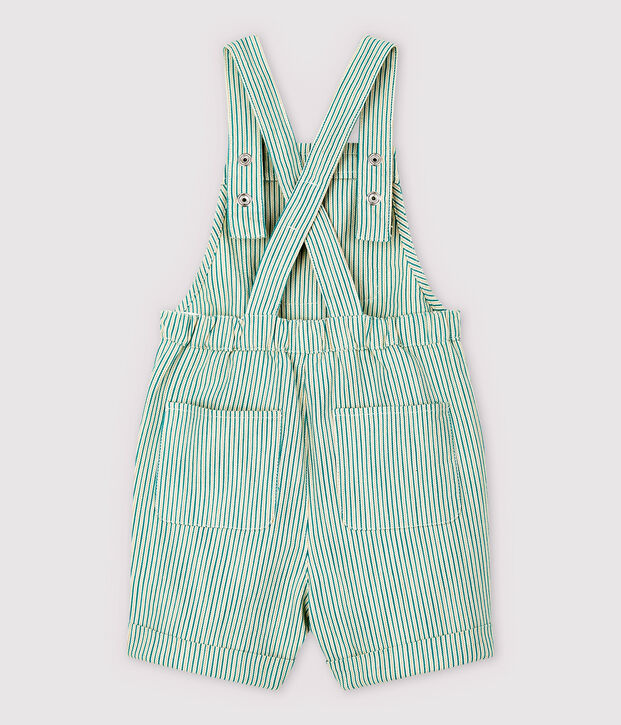 Baby Boys' Fancy Serge Dungaree Shorts white/green