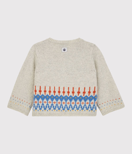 Babies' Patterned Knit Cardigan in Wool Knit. MONTELIMAR CHINE beige