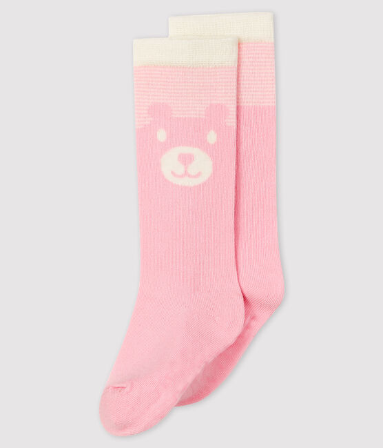 High-length baby socks MINOIS pink/MARSHMALLOW white