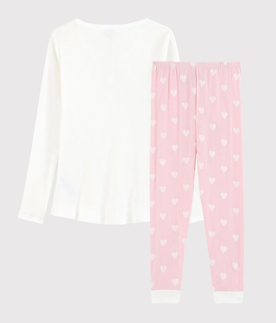 Girls'/Women's Cotton Pyjamas MARSHMALLOW white/MINOIS pink