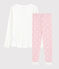 Girls'/Women's Cotton Pyjamas MARSHMALLOW white/MINOIS pink