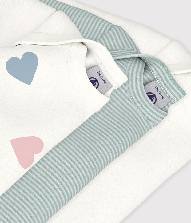 Pack of babies' long-sleeved bodies in cotton printed with flowers multicolor