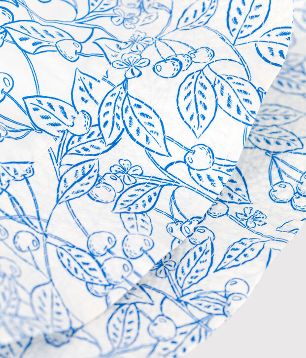 Girls' printed poplin hat blue/blue