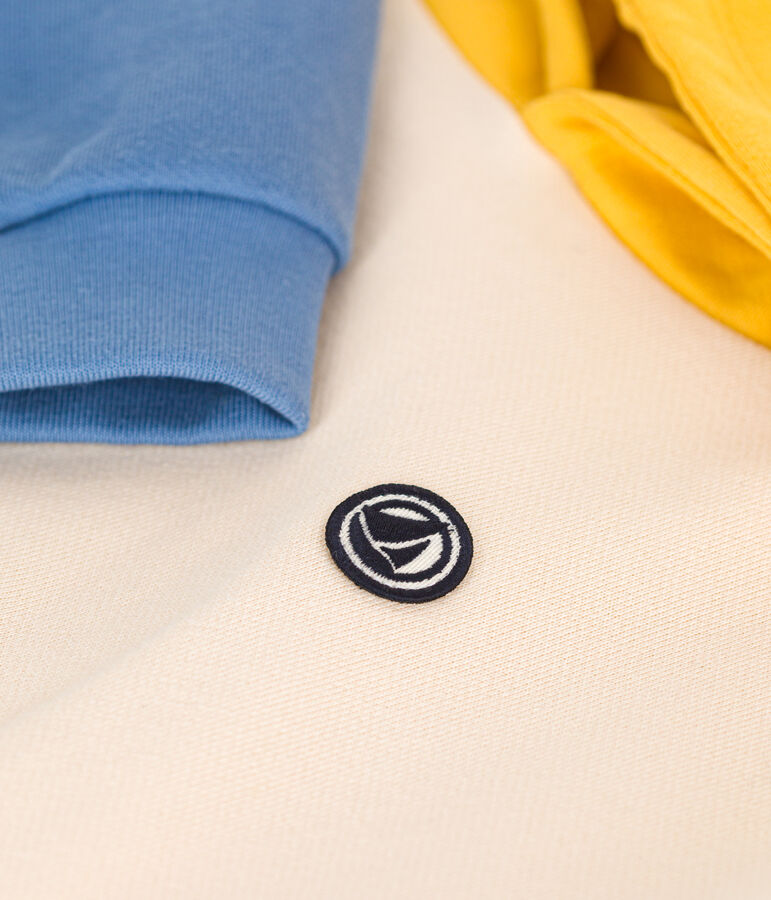 Boys' fleece hoodie Ecru/multicolor