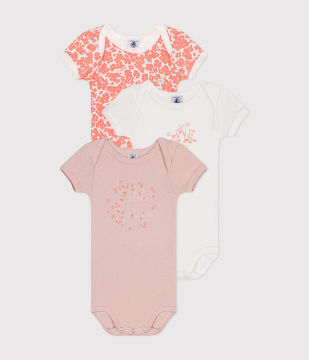 Babies' short-sleeved cotton bodysuits - 3-Pack multicolor