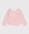 Children's long-sleeved stripy T-shirt pink/ecru