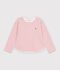 Children's long-sleeved stripy T-shirt pink/ecru