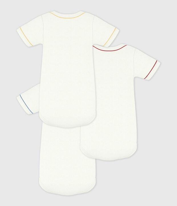 Pack of babies' short-sleeved plain cotton bodies multicolor