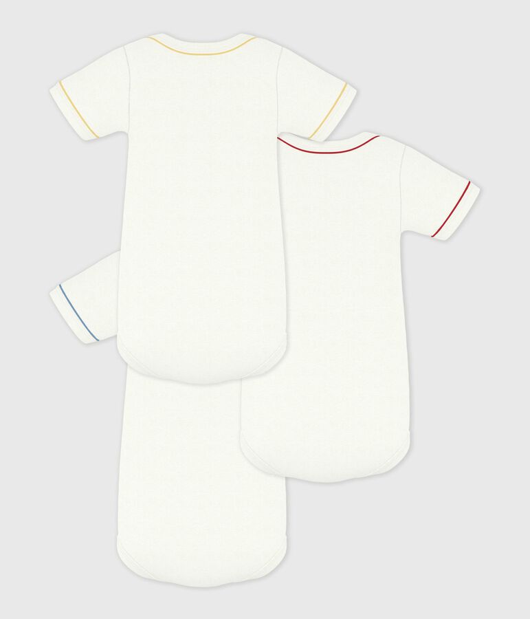 Pack of babies' short-sleeved plain cotton bodies multicolor