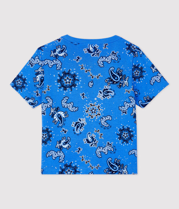 Babies' Organic Cotton Bandana Print Short-Sleeved T-Shirt blue/multicolor