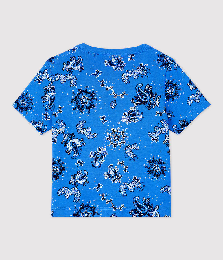 Babies' Organic Cotton Bandana Print Short-Sleeved T-Shirt BRASIER blue/MULTICO white