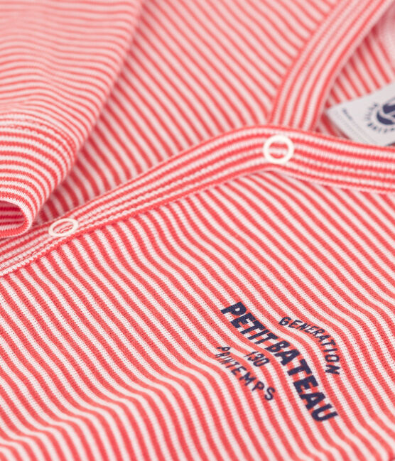 Babies' Footless Pinstriped Cotton Pyjamas ABRICOT orange/MARSHMALLOW