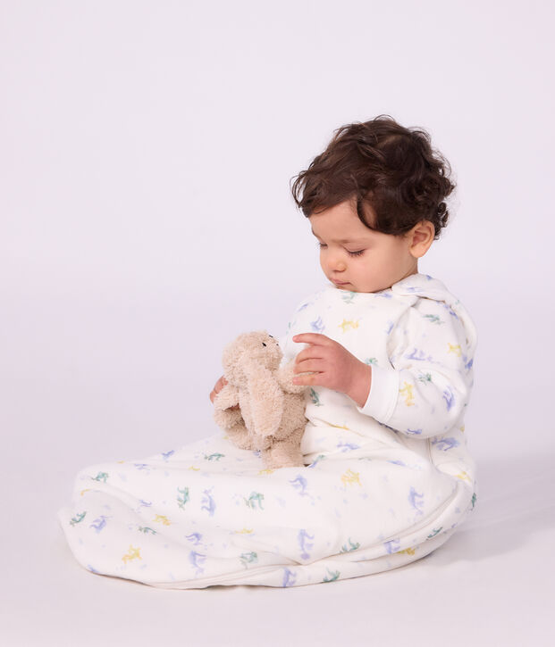 Babies' 3 TOG dragon print cotton sleeping bag white/multicolor