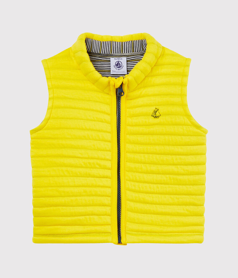 Baby boys' jacket in quilted tube knit yellow