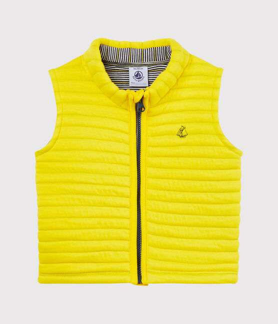 Baby boys' jacket in quilted tube knit JAUNE yellow