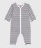 Babies' stripy printed cotton footless pyjama suit MILK blue/SOIR