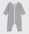 Babies' stripy printed cotton footless pyjama suit blue/blue