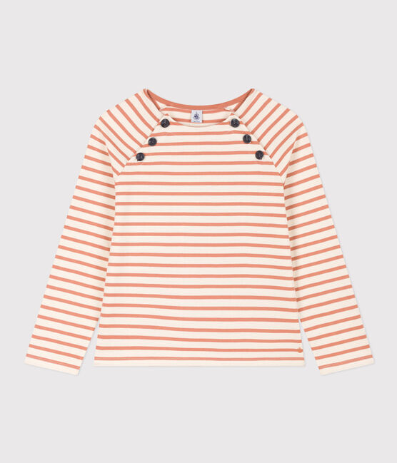 Women's Buttoned Cotton Breton Top AVALANCHE pink/SIENNA white