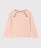 Women's Buttoned Cotton Breton Top AVALANCHE pink/SIENNA white