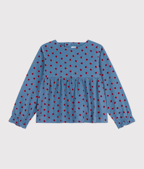 Children's long-sleeved printed corduroy blouse ADRIATIC blue/MULTICO