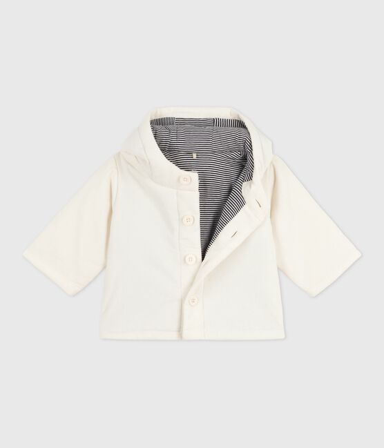 Babies' padded jacket in embroidered velour with a pinstriped lining MILK Ecru