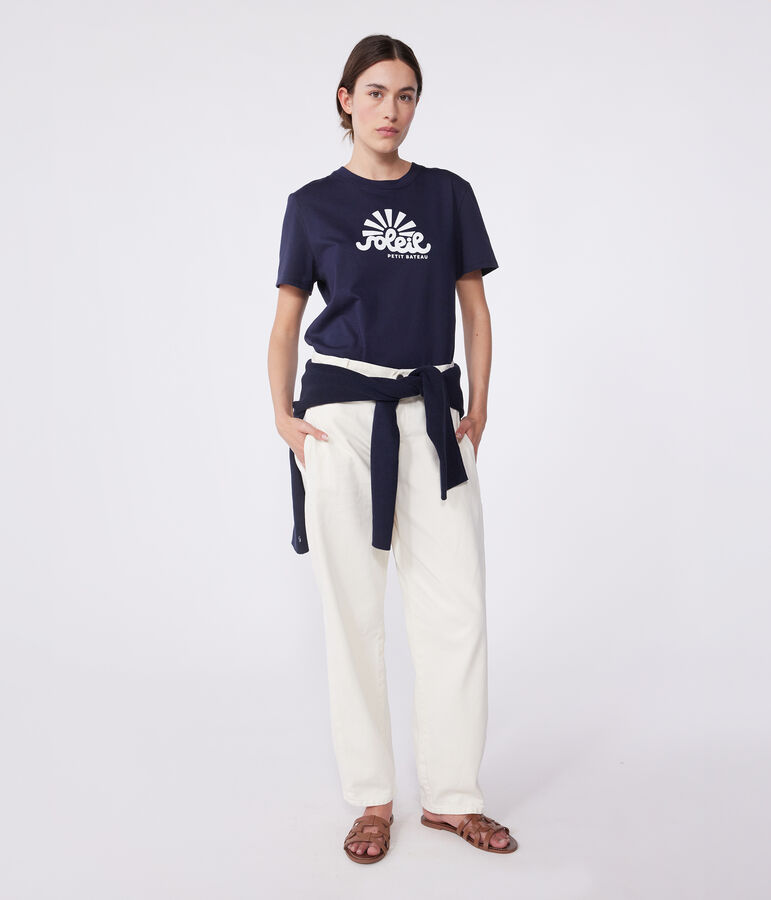 Women's Straight cotton T-Shirt SMOKING blue