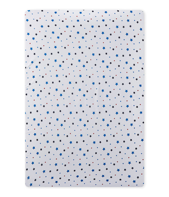 Baby boy's fitted crib sheet with stars ECUME white/MULTICO white