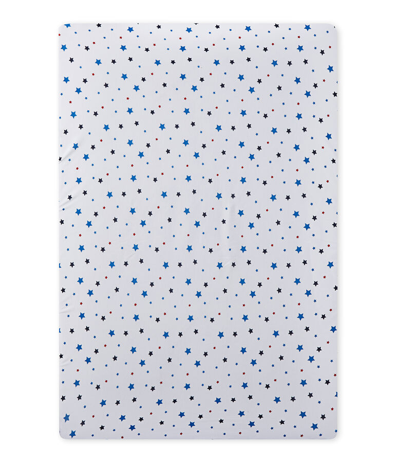 Baby boy's fitted crib sheet with stars white/multicolor