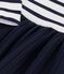 Babies' long-sleeved stripy dress in two materials white/multicolor