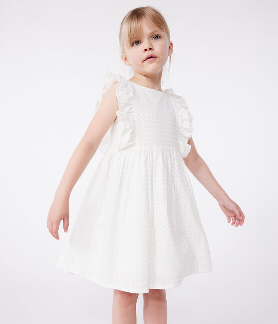 Children's sleeveless cotton dress MARSHMALLOW white