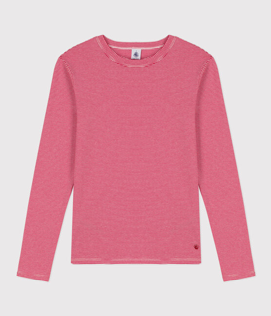 Women's ICONIC cotton round neck T-shirt CORRIDA red/MARSHMALLOW white