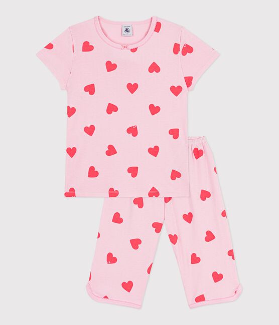 Children's heart print cotton capri pyjamas MARQUISE /PEACHY