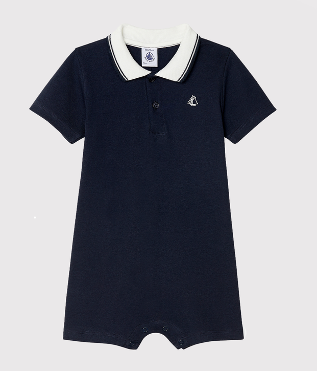 Baby Boys' Short Cotton Polo Shirt Playsuit SMOKING