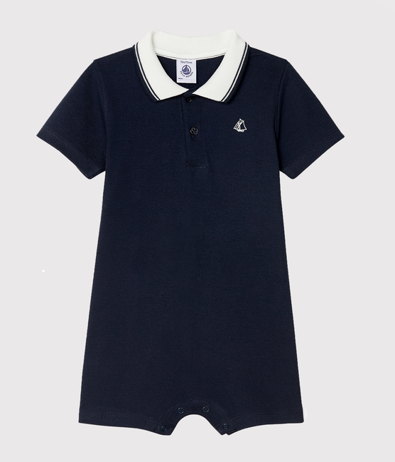 Baby Boys' Short Cotton Polo Shirt Playsuit SMOKING blue