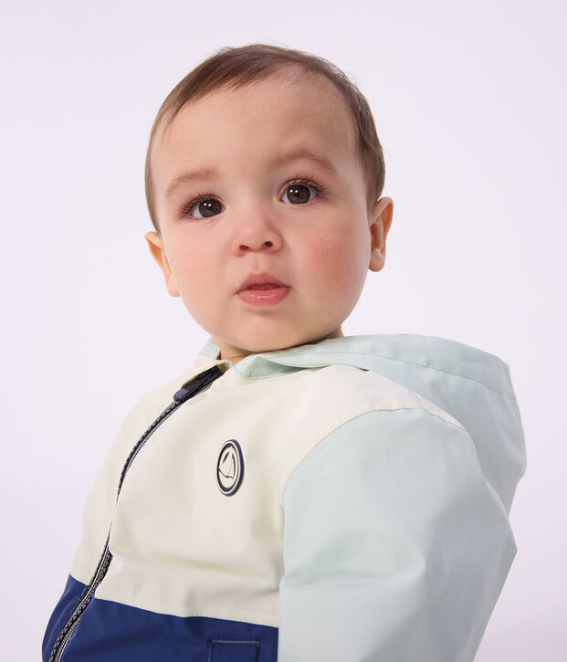 Babies' colour block printed windbreaker, pinstripe lining blue/multicolor
