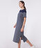 Women's long striped cotton dress SMOKING blue/MARSHMALLOW white