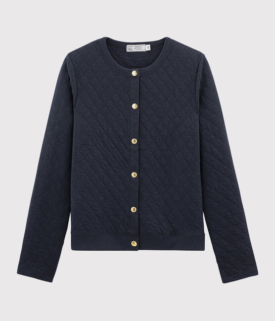 Women's Quilted Tube Knit Cardigan SMOKING blue