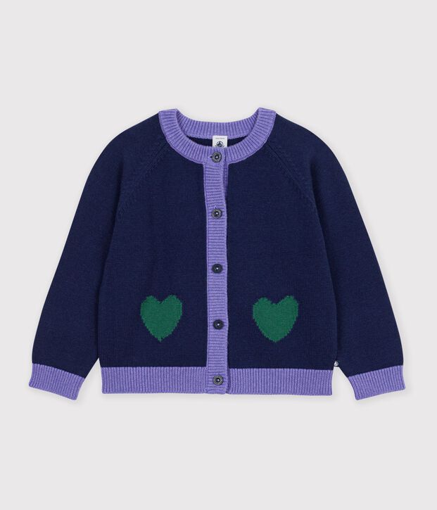 Children's plain wool and cotton cardigan SOIR